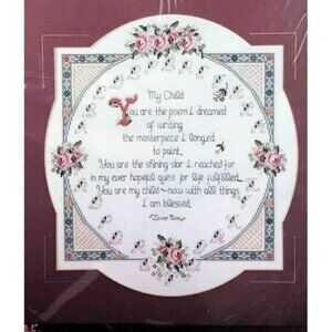 Cross Stitch Kit Bucilla My Child Counted 40733 Poem Memories 1993 VTG 15″ X 15″